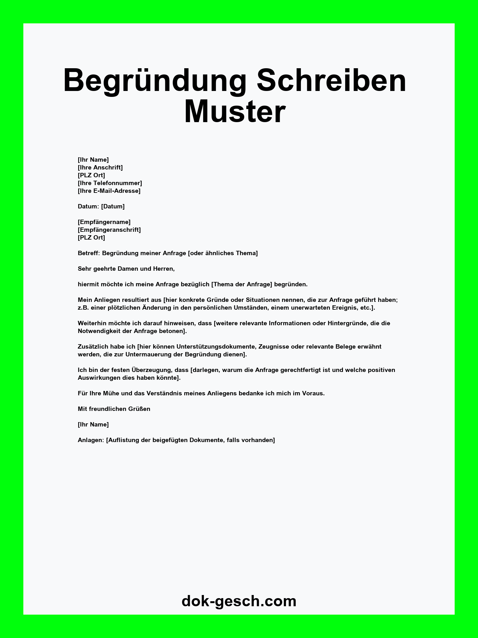 Begründung Schreiben Muster