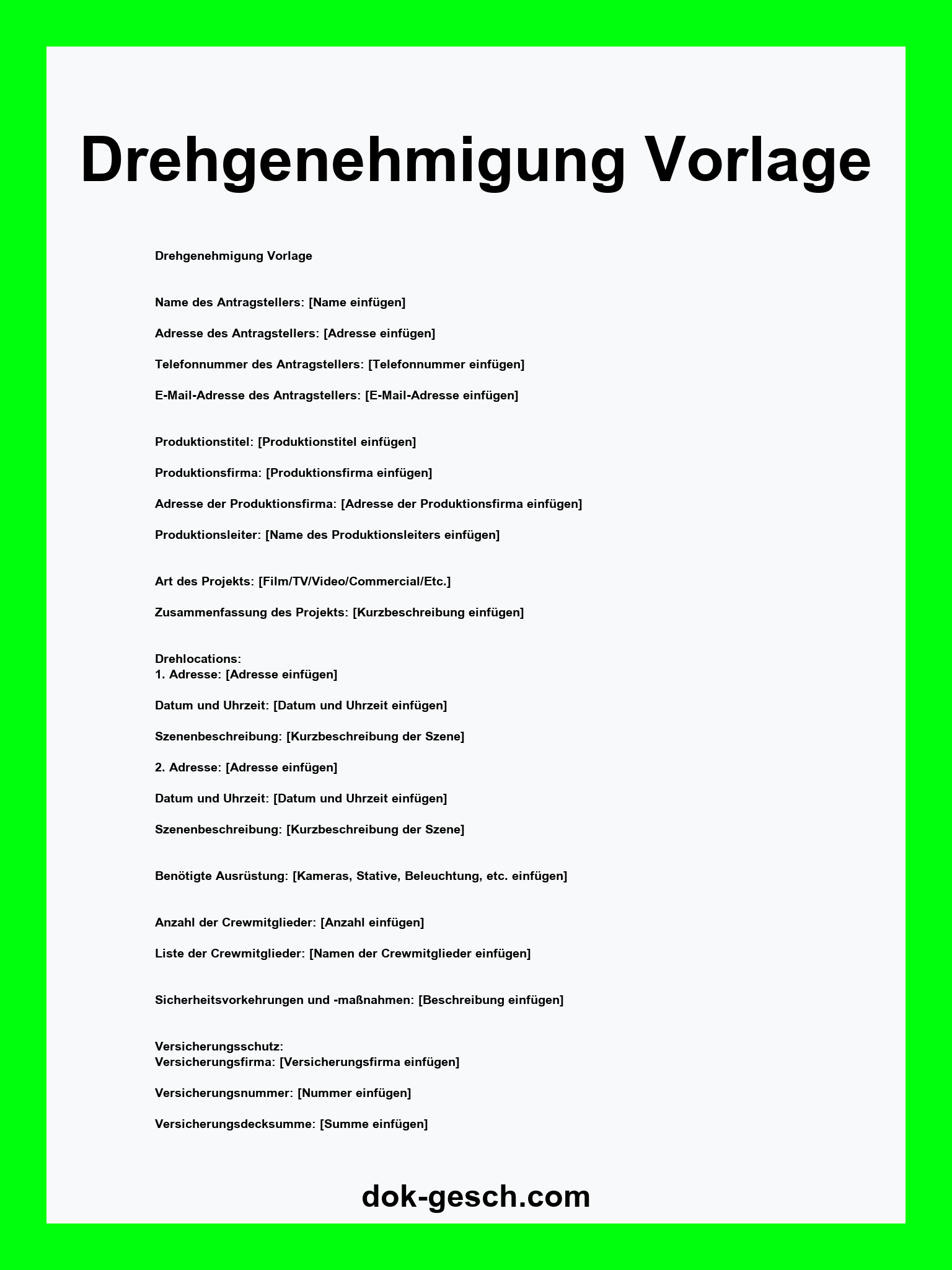 Drehgenehmigung Vorlage WORD