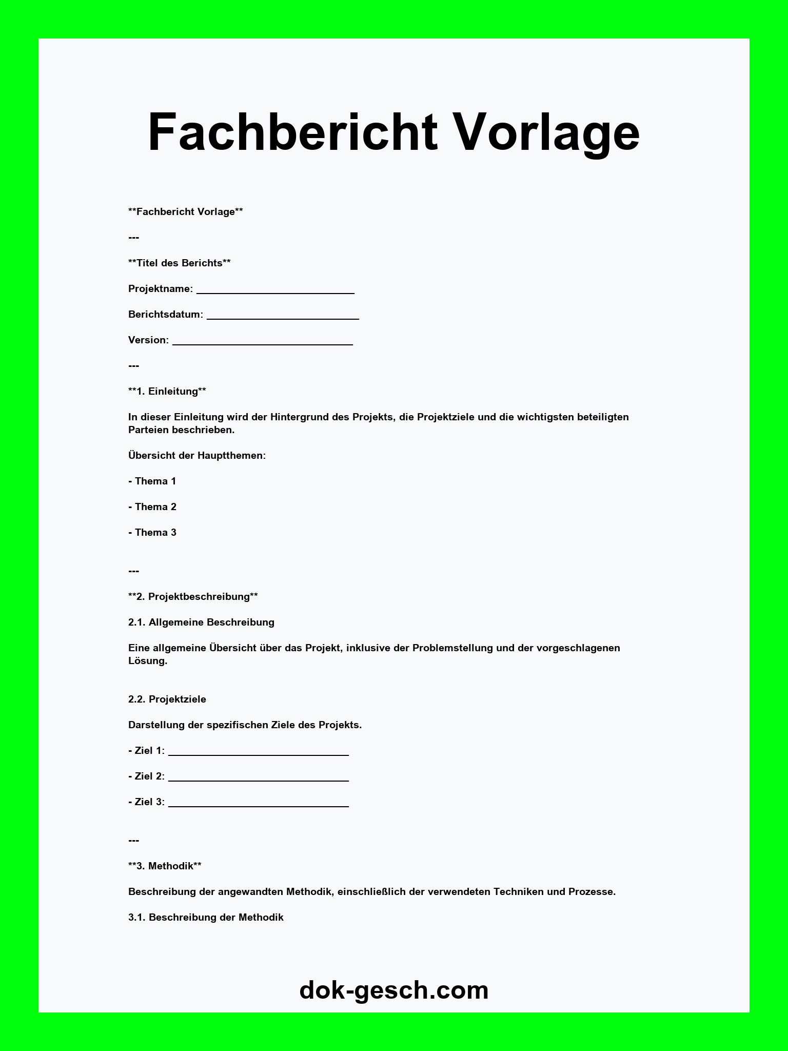Fachbericht Vorlage PDF