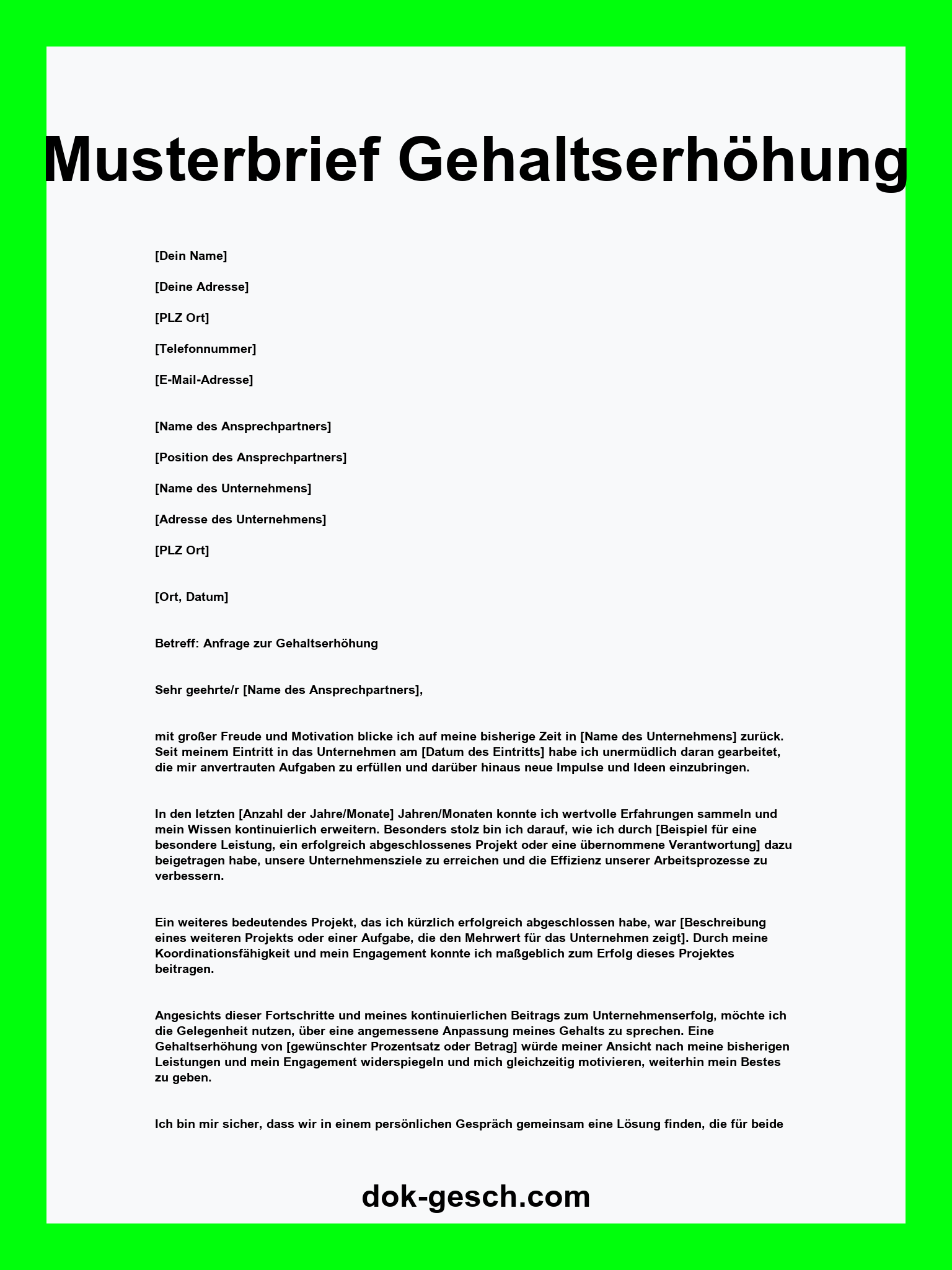 Musterbrief Gehaltserhöhung WORD
